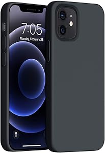 OUXUL Compatible with iPhone 12 Mini Case,Liquid Silicone Gel Rubber Phone Case,iPhone 12 Mini Case 2020 Cover 5.4 Inch Full Body Slim Soft Microfiber Lining Protective Case(Black)