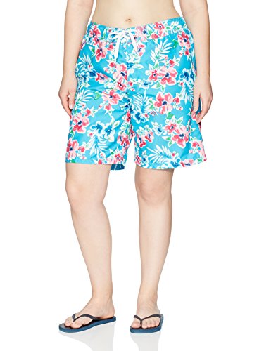 Kanu Surf Women's Plus-Size UPF 50+ Quick Dry Active Prints II Swim Boardshort, Aqua, 1X