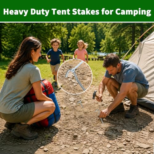 Metal Tent Stakes Heavy Duty 9 Inch, 25 Pcs Anti-Rust Ground Stakes image 10