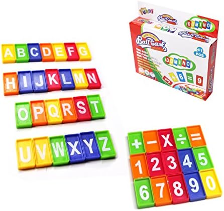 Ball Game Domino Blocks for Children Numbers and Letters Design Marble Toy Set for Toddlers Best Educational Building and Stacking Play Set for Kids and Preschoolers (41 Pcs.)