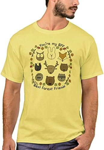 Zazzle Men's Basic T-Shirt, Woodland Critters-Best Forest Friends Baby Bodysuit, Daffodil Yellow S