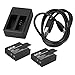 SJCAM SJ7 STAR Dual Slot Battery Charger and Two Batteries 1000 mAh 3.8V Lithium Ion Rechargeable Set