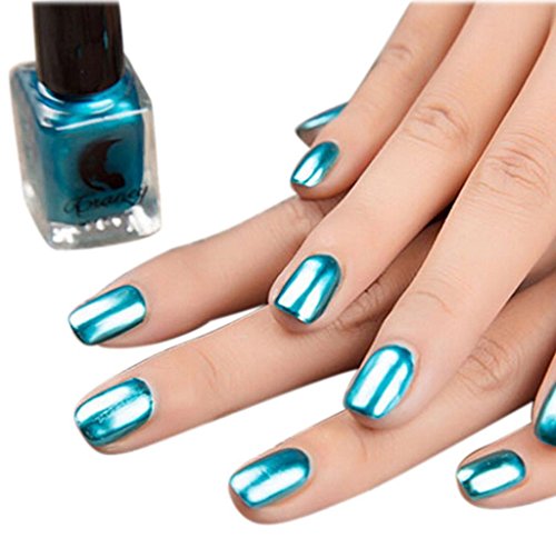 Morecome Mirror Nail Polish Plating Silver Paste Metal Color Nail Polish (Blue) Morecome Mirror Nail Polish Plating Silver Paste Metal Color Nail Polish (Blue)