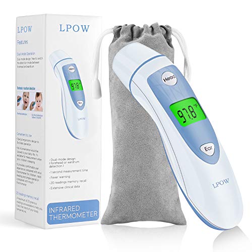 Baby Thermometer, Digital Medical Forehead and Ear Thermometer for Fever, LPOW Instant Accurate Reading Infant Infrared Temporal Thermometer for Toddlers, Kids and Adults