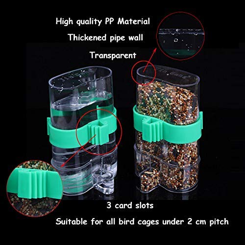 Wpmlady 2 Pcs Automatic Bird Waterer Food Feeder, Birds Clear Dispenser Feed, Bird Feed Water Dispenser