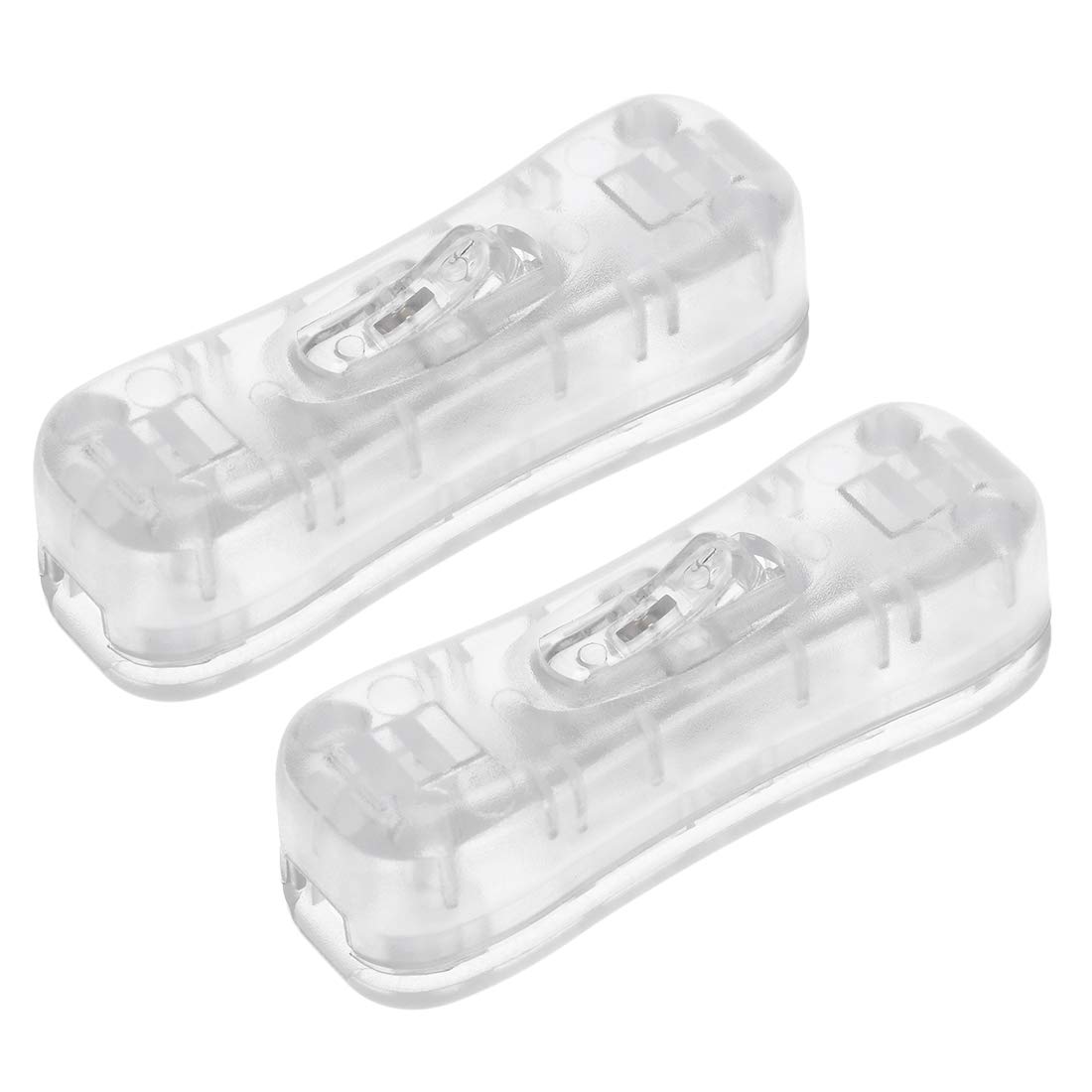 sourcing map Inline Cord Switch AC 250V 2A SPST Feed-Through Rocker Switch for Bedroom Table Lamp Desk Light, Clear (Pack of 2)