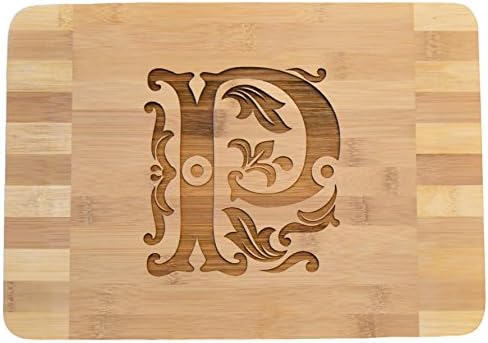 Personalized / Custom Engraved Monogram Bamboo Wood Cutting Board - 13.5"x9.5"x0.66" (P)