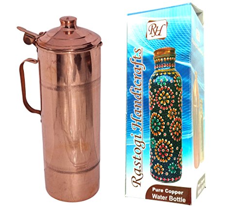 Pure Copper Water Bottle 850 Ml Bottle For Water Storage -Yoga Health Benefit