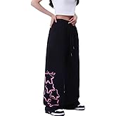 Y2k Wide Leg Baggy Grunge Double Waisted Drawstring Sweatpants Streetwear Women Emo 2000s Star Pants