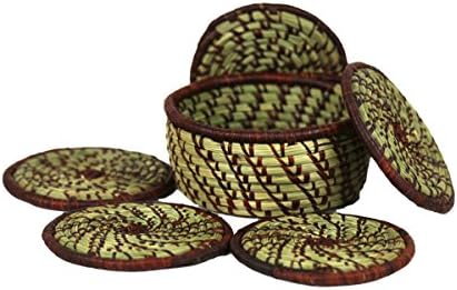 Rwandan Sweetgrass Coasters - Set of 6 - Brown - Rwanda