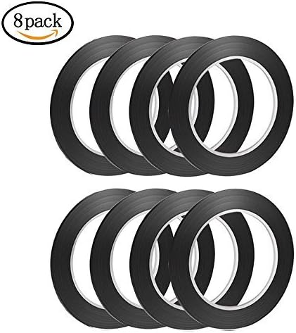 PrettyDate 8 Pieces 3 mm Width Black Whiteboard Gridding Graphic Tape Self-Adhesive Chart Tape for Office Grid Marking