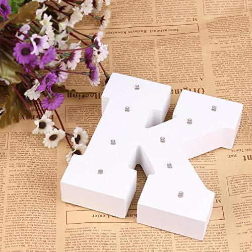 Lannmart Romantic Indoor Letter Lumineu Wall Night Lamp White Wooden Letter K LED Marquee Sign Alphabet Light UP Night Light - Thumbnail 3