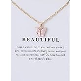 Butterfly Necklace For Women 18K Thin Chain Rose Gold Butterfly Pendant
