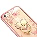 iPhone SE Case, iPhone 5S Case, Casesup Glitter Crystal Heart Floral Series - Slim Luxury Bling Rhinestone Clear TPU Case With Ring Stand For iPhone SE/5S/5, Rose Gold