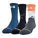 Under Armour Youth Phenom Crew Socks, 3-Pairs , Orange Glitch Assorted , Small