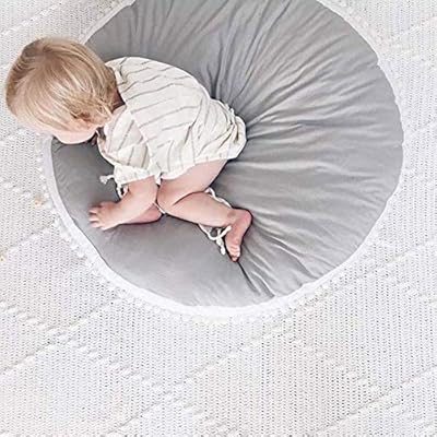 Aolvo Baby Crawling Mat Round Nursery Area Rug Super Soft Thicken Baby Play Mat Floor Cushion Fluffy Non Toxic Floor Seating Pillow Kids Playmat Carpet Mat For Kids Baby Girls Boys Toddlers Bedroom Rugs