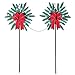 Collections Etc Pine Snowflake with Bow and Berry Accents Solar Christmas Path Lights, Outdoor Garden Stakes