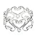 925 Sterling Silver Wide Band Heart Eternity Anniversary Band Valentine's Day Gift