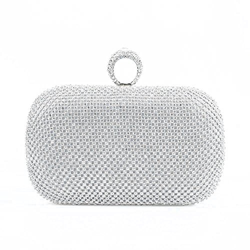 Mantian Womens Luxury Special Crystals Beaded Evening Clutch Bag (silver)
