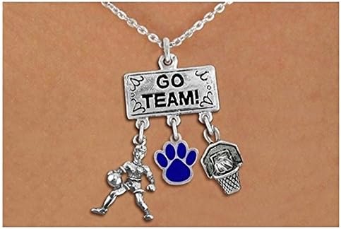Player, Color Paw & Hoop Charms Pendant On Lobster Clasp Chain Necklace