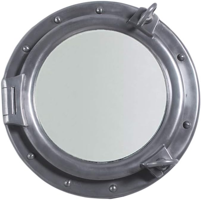 Round Porthole Mirror Nautical Wall Mount Decor 16 Inch (Aluminum)