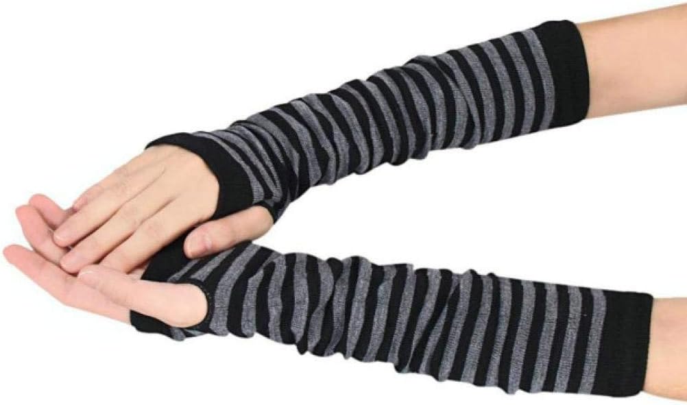 Punk Gothic Rock Long Arm Warmer Fingerless Gloves