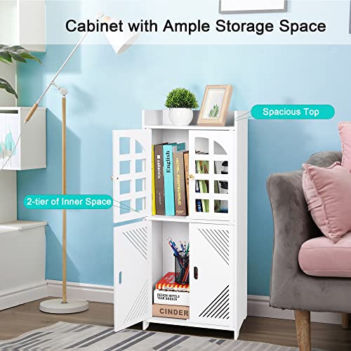 Bathroom Floor Storage Cabinet,Waterproof Bathroom Cabinets,White Storage Unit with Door,Floor Standing Cabinet Unit ,Home Storage Furniture Organizer Unit for Office Living Room Kitchen Entryway