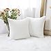 Home Brilliant Pillow Covers 18x18 Striped Corduroy Velvet Cushion Covers Set of 2 Square Decorative Pillowcase, 18 x 18 inch, Creamy White