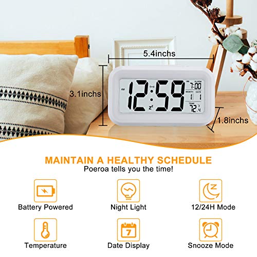 Digital Alarm Clock,Battery Operated Small Desk Clocks,with Date,Indoor