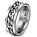 FANSING Mens Spinner Rings, Fidget Ring, Stainless Steel Band, Black, Silver, Multi, Size 6-15