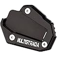 Mokiton Motorcycle Side Stand Extension Kickstand Plate Compatible With Ducati Multistrada V4 V4S 950 950S 1200 1200S 1260 1260S | Foot Pad Support Multistrada Accessories (black-1)