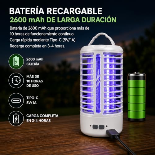 ZALEZ - Lampara Antimosquitos Interior y Exterior - Mata Mosquitos Electrico UV de 4200 V y 18 W - Anti Moscas y Todo Tipo de Insectos Voladores de Gran Alcance.