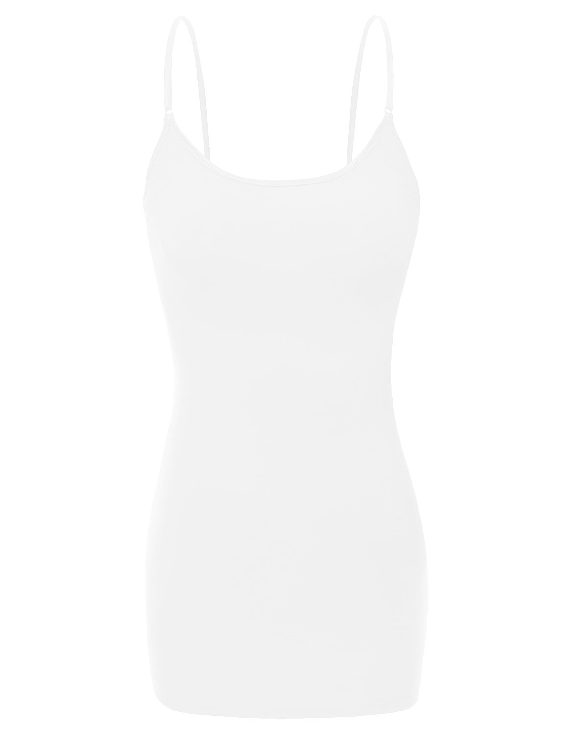 Photo 1 of RT1002 Ladies Adjustable Spaghetti Strap Basic Long Cami Tank Top White M
