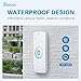 Wireless Doorbell Door Bell Chime - Push Button & 2 Receivers Waterproof Portable Remote Control Home Security Ringer Kit Long Range 32 Melodies for Home White (2 Battery Operated Receivers +1 Button)