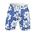 Matereek Men's Tropical Hibiscus Flowers Cargo Style Microfiber Hybrid Swim Trunks