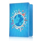 HDE RFID Passport Holder Wallet - RFID Blocking Cover Case for Travel Passports - Identity Theft Protection (Travel Landmarks)