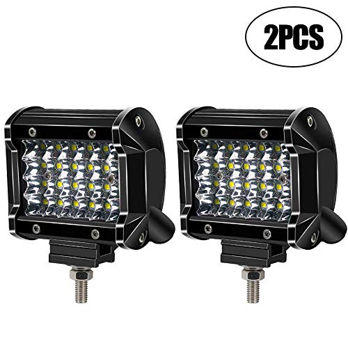 TURBO SII LED Light Bar 2PCS Quad Row 4″ Spot LED Work Light Driving Fog Light Off Road Lights Driving Lights for Boat Truck Tractor SUV Jeep Lamp,1 Years Warranty
