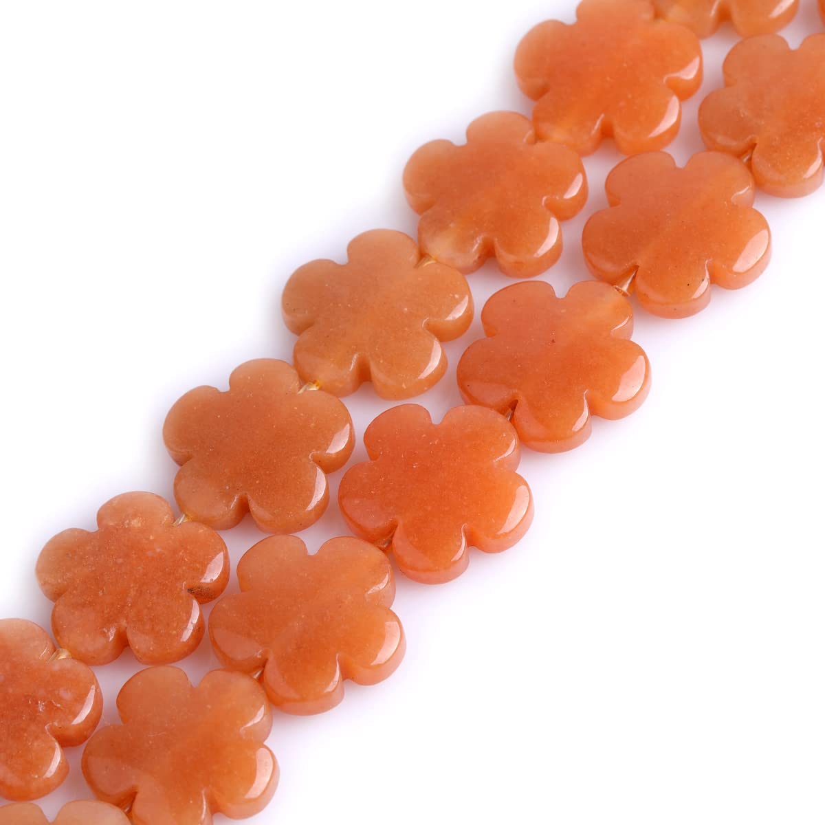 Sweet & Happy Girl's Store 20mm Flower Gemstone Red Aventurine Jade Beads Strand 15 Inch Jewellery Making Beads
