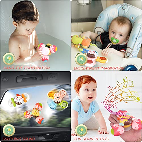 Cokomono 3 PCS Suction Cup Spinner Toys, Simple Dimple Fidget Toys
