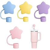 SEEZIZI 4Pcs Cute Star Straw Covers Cap Toppers Compatible with Stanley 30&40 oz Tumbler Cups,Reusable Cute Silicone Straw Tips Lids Protectors for 0.4 in/10mm Stanley Cups Straws Accessories