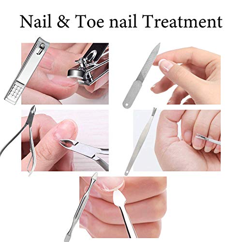 Pedicure Grooming Kit Manicure Set Ejiubas Stainless Steel Nail Clippers Kit Nail Cutter Set Women Men 14 Pieces with Portable Travel Case - Thumbnail 3