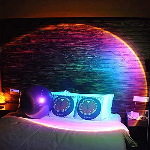 Sunset Lamp Projection Night Light Projector, 360 Degree Rotation Rainbow 10W Led Light, Dimmable 10 Adjustable Brightness Floor Sunset Lamp, USB Port Romantic Gift for Living Room Party Bedroom Decor