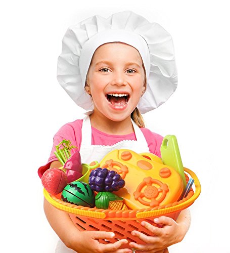 Tomons Pretend Food Kitchen Play Set for Kids Cutting Fruits and Vegetables Play Food Kitchen Toys 20 Piece Educational Toy