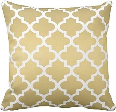 Moroccan Quatrefoil Pattern | Gold and White Throw pillow cover 20*20 cover 20*20