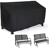 Hengme Outdoor Glider Bench Cover, Waterproof Patio Porch Loveseat Covers for Yard Rocking Swing Chair, Garden 2-Person Sofa, Black, 48" W x 29" D x 36" H