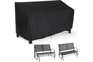 Hengme Outdoor Glider Bench Cover, Waterproof Patio Porch Loveseat Covers for Yard Rocking Swing Chair, Garden 2-Person Sofa, Black, 48" W x 29" D x 36" H