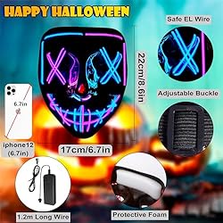 letosan Halloween Mask LED Light Up Purge Mask with