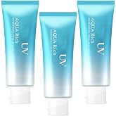 Japan Sunscreen UV Aqua Rich Watery Essence SPF 50+ Lightweight Water-resistant Based UV Protection Essence for Face &amp; Body,Oil-Free, Non-Greasy,Sensitive Skin Safe, Fragrance-Free 70g(set of 3)