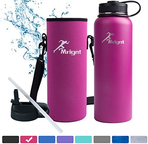 Stainless Steel Vacuum Insulated 40/32 OZ Sports Water Bottle|Best Water Bottle for Men&Women|BUY ONE GET THREE FREE GIFTS-A Straw Lid& A Bottle Pouch & A Bottle Brush-Pink 40