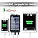 BESWILL Solar Charger, 10000MAH Solar Phone Charger Waterproof Portable External Battery Pack Dual USB Solar Power Bank with 2 Flashlights Carabiner and Compass for iPhone and other smart devices